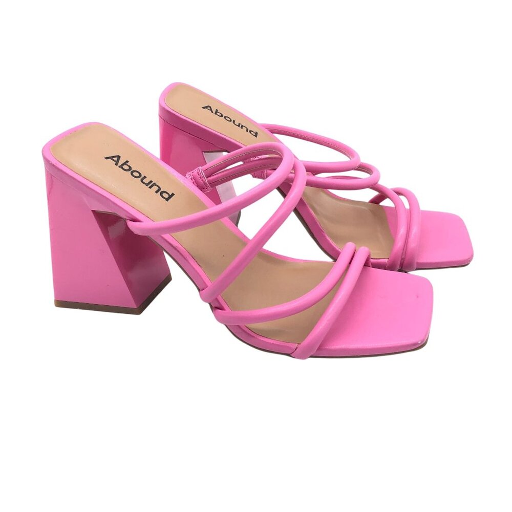 Abound Austyn Tubular Strappy Block Heeled Sandal Square Toe Pink 5.5